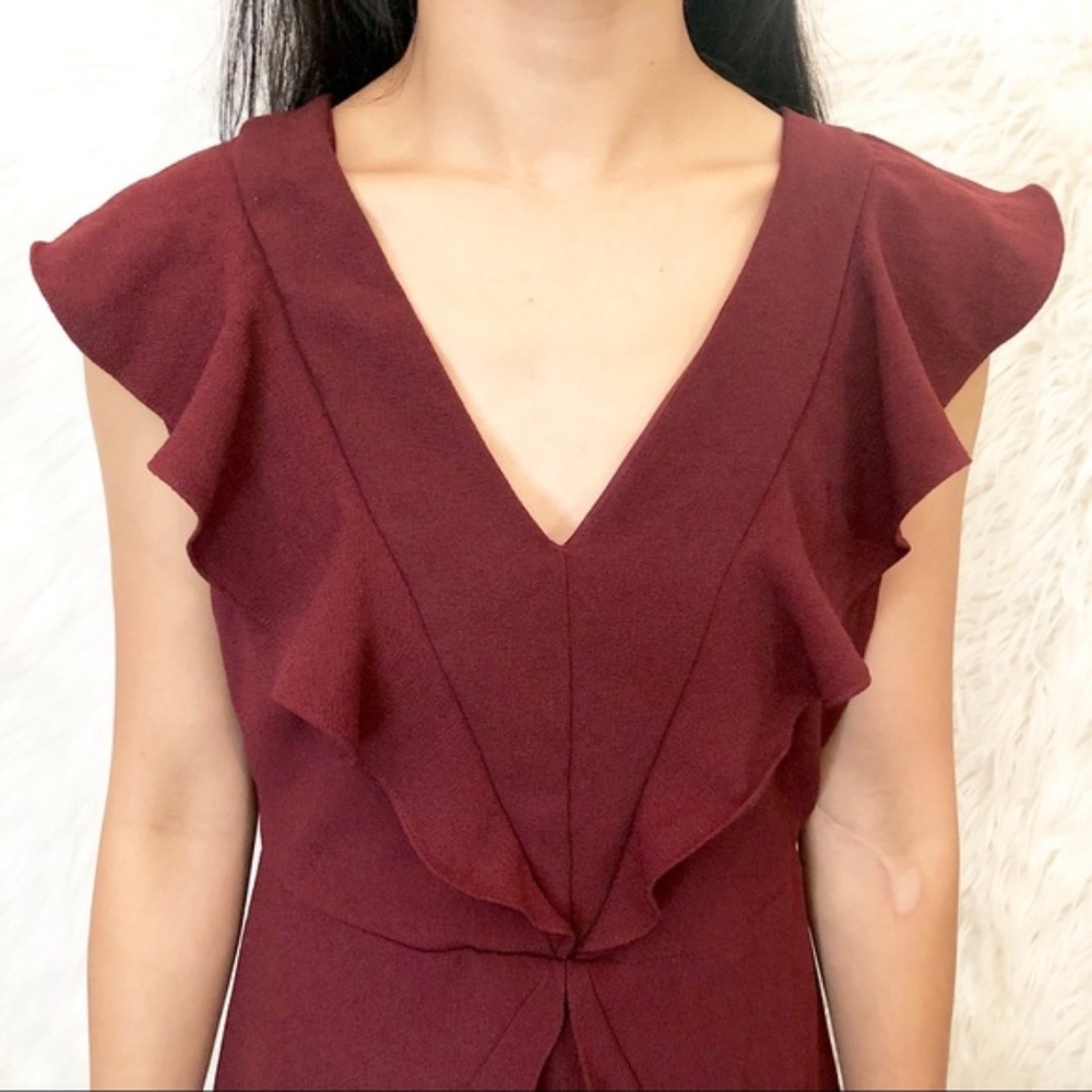 💎 Lulus Gorgeous Burgundy Red Ruffle Dress - Picture 5 of 8
